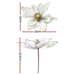 Jingle Jollys 14Pcs Christmas Tree Flower Set Xmas Garland Wreath Magnolia White