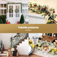 Jingle Jollys 3M Christmas Garland Pre-lit LED Lights Snow Frosted Tips Decor