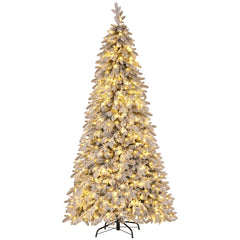 Jingle Jollys Christmas Tree 2.1m Flocking Pencil Tree LED Xmas 860 Tips White