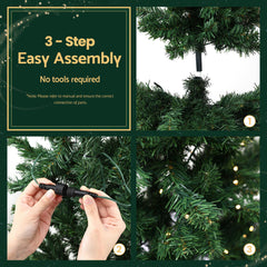 Jingle Jollys 2.4m Pre-Lit Christmas Tree Slim Pencil Xmas Tree Corner Tree