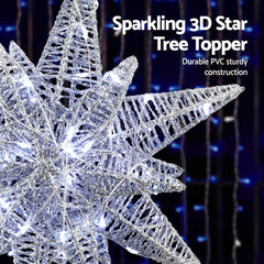 Jingle Jollys 3D Christmas Tree Topper Star LED Decorations Xmas Party Timer