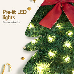 Jingle Jollys Cat Christmas Wreath Pre-lit 20 LED Xmas Decor Bow Flower 35x30cm