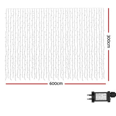 Jingle Jollys 6x3m Christmas Curtain Lights 960 LED RGB Remote Hanging Fairy Backdrop