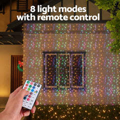 Jingle Jollys 6x3m Christmas Curtain Lights 960 LED RGB Remote Hanging Fairy Backdrop