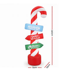 Jingle Jollys Christmas Inflatable Candy Pole 2.4M Illuminated Decorations