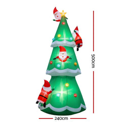 Jingle Jollys Christmas Inflatable Santa Tree 5M Illuminated Decorations
