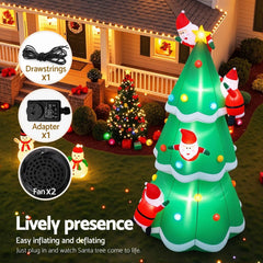 Jingle Jollys Christmas Inflatable Santa Tree 5M Illuminated Decorations