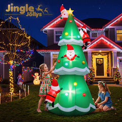 Jingle Jollys Christmas Inflatable Santa Tree 5M Illuminated Decorations