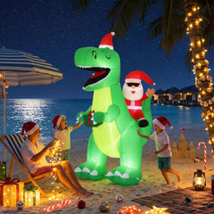 Jingle Jollys Christmas Inflatable Dinosaur 2.5M Illuminated Decorations