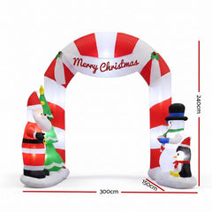 Jingle Jollys Christmas Inflatable Archwary Santa 3M Illuminated Decorations