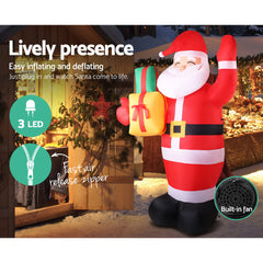 Jingle Jollys Christmas Inflatable Santa 2.4M Illuminated Decorations