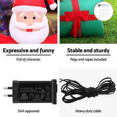 Jingle Jollys Christmas Inflatable Santa in Ballon 2.8M Height LED Decorations Illuminated