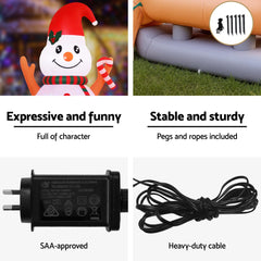 Jingle Jollys Christmas Inflatable Snowman Dog 4.2M Tall Outdoor Decorations Illuminated
