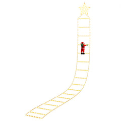 Jingle Jollys Christmas Ladder Lights Santa 3.4m 328LED Hanging Decor Warm White
