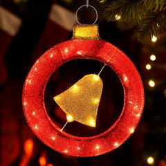 Jingle Jollys Christmas Lights 60cm Motif 30 LED Bell Wreath Xmas Decorations