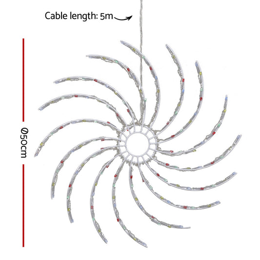 0.5M Christmas Lights 128 LED Spin Motif Light Decorations Jingle Jollys