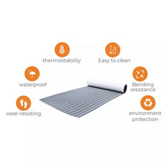 EVA Boat Flooring Mat Foam Boat Decking Faux Teak Marine Mat Boat Carpet Sea Deck Marine Flooring for Motorboat RV Yacht Kayak Surfboard 240cmx90cm
