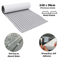 EVA Boat Flooring Mat Foam Boat Decking Faux Teak Marine Mat Boat Carpet Sea Deck Marine Flooring for Motorboat RV Yacht Kayak Surfboard 240cmx90cm