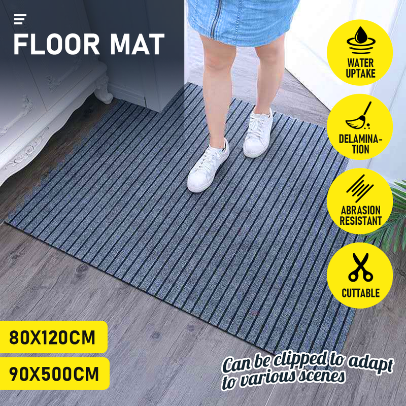 90CM x 5M Grey Rubber Floor Mat Area Carpet Kitchen Rug Easy to Cut and Clean Anti Slip