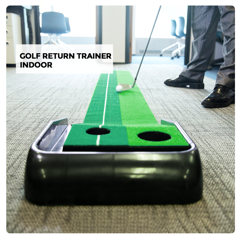 2.5M Golf Putting Mat Auto Return Trainer Golf Putting Green Mat Golf Training Practice Equipment for Indoor Outdoor 3 Holes