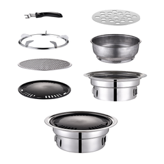 Portable Multifunctional Charcoal Barbecue Grill 13 Inch Stainless Steel BBQ Camping Grill Stove Tabletop Smoker Grill for Outdoor Indoor Picnic