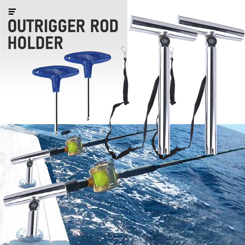 2X Outrigger Rod Pod Detachable Marine Fishing Rod Holder Boat Stainless Steel