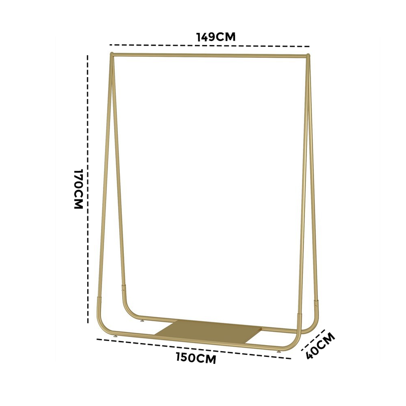 Gold Metal Clothing Rack Coat Hanger Freestanding Stylish Garment Display Rack 170X40X150cm for Retail Entryway Shop Commercial Home