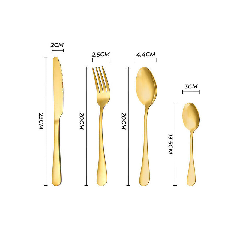 Gold Cutlery Set  Kitchen Fork Knife Spoon Gift 16pcs or 24pcs Dishwasher Safe