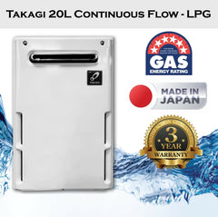 TAKAGI 20L AU5 Continuous Flow LPG Hot Water Heater Gas, Replace Rinnai Rheem DUX