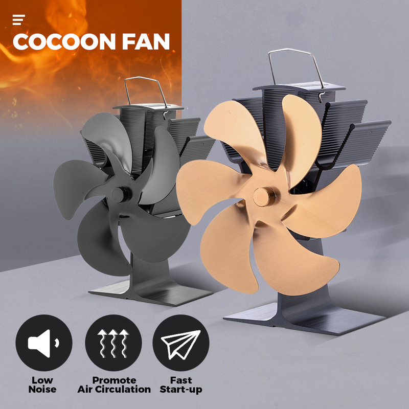 6/5/4 Blades Cocoon Fan Heat For Wood Fireplace