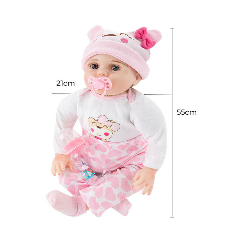 Baby Dolls - 22 Inch Soft Weighted Body Lifelike Newborn Girl Doll Handmade Silicone Realistic Baby Doll That Look Real Gift Set for Kids Age 3+