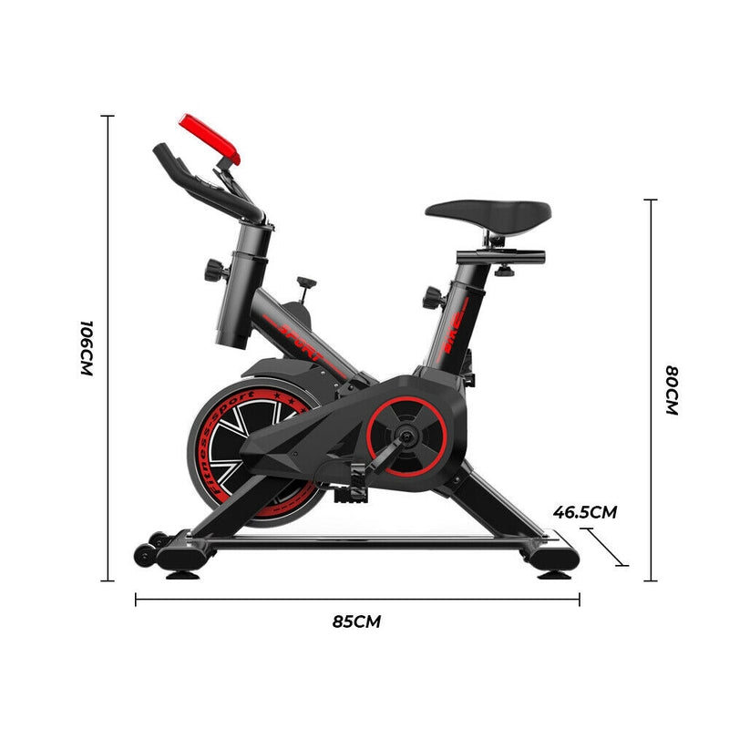 Fitness Spin Bike Exercise-Stationary Indoor Cycling Bike LED Display Workout Adjustable Flywheel Cycling Silent Belt Drive-100kg/220lbs Weight Capacity