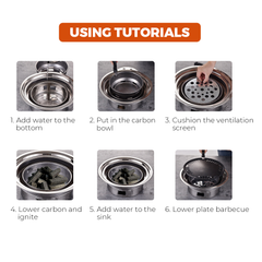 Portable Multifunctional Charcoal Barbecue Grill 13 Inch Stainless Steel BBQ Camping Grill Stove Tabletop Smoker Grill for Outdoor Indoor Picnic