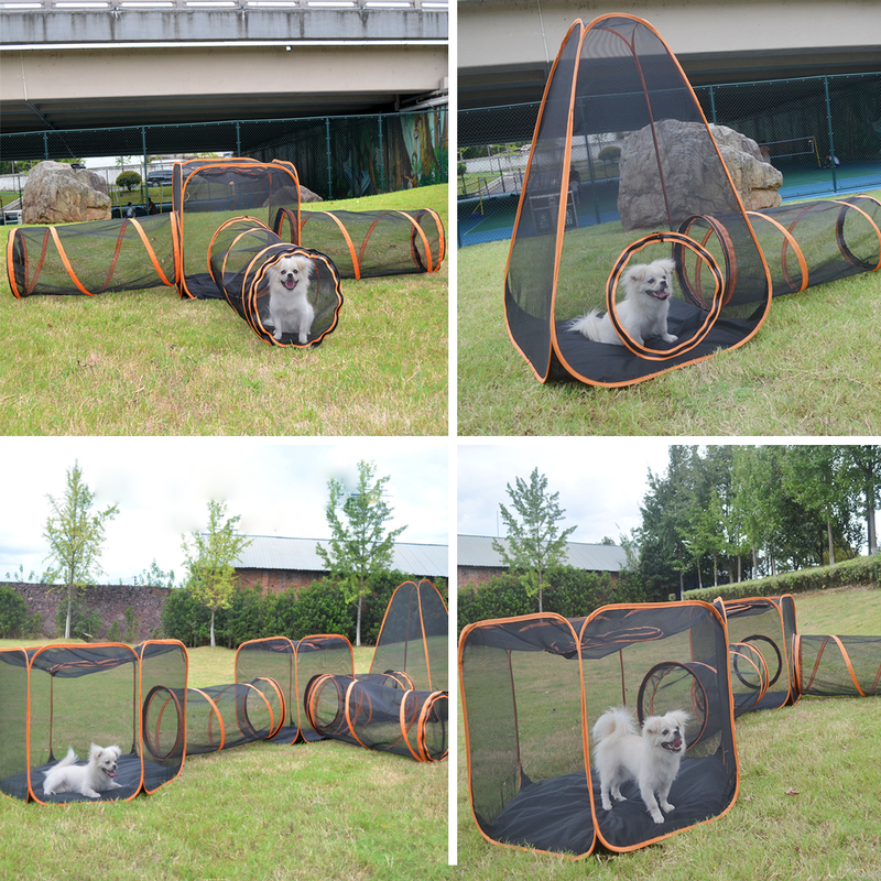 Portable Pet Cat Puppy Playpen Play Tent Tunnel Cube