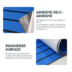 EVA Boat Flooring Mat Navy Blue Foam Boat Decking Faux Teak Marine Mat Boat Carpet Sea Deck Marine Flooring for Motorboat RV Yacht Kayak Surfboard 240cmx90cm