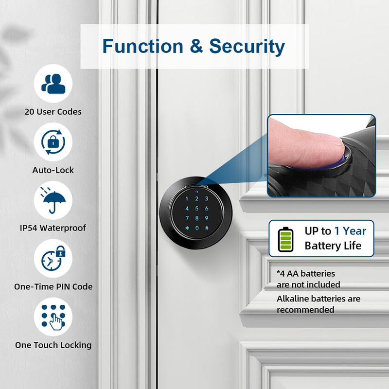 Keyless Smart Digital Code Door Lock Fingerprint Password Keypad
