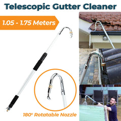 Stainless Steel Pressure Washer Gutter Cleaner Aluminium Alloy Water Fed Pole for Gutter Cleaning 180 Rotatable Nozzle Max 1.75m With Curved End