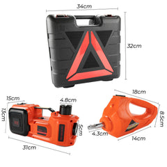 Electric Car Jack 5 Ton 12V DC Lifting Range 15-45cm, Electric Hydraulic Floor Jack Lift with Impact Wrench and Safety Hammer for Car SUV Sedan