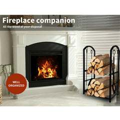 Firewood Rack Fireplace Tool Rack Indoor Wood Holders Fireplace Outdoor Log Holder Rack Lumber Storage Stacking Black Stove Wrought Iron