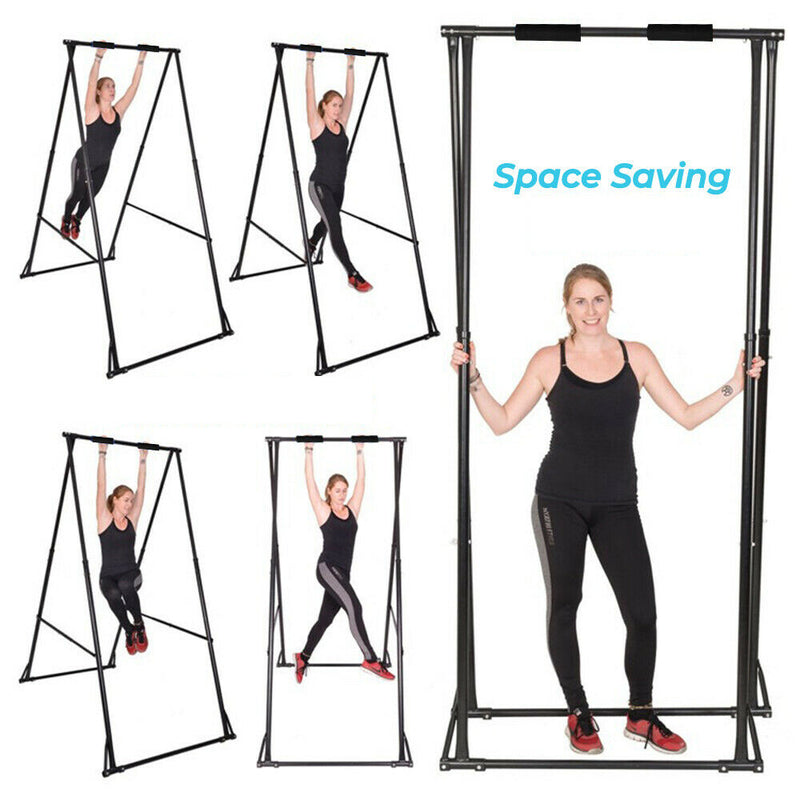 Pull Up Bar Foldable Pull Up Station-Aerial Yoga Stand Frame Swing Stand Frame Steel A Frame 110 kg Weight Capacity Black