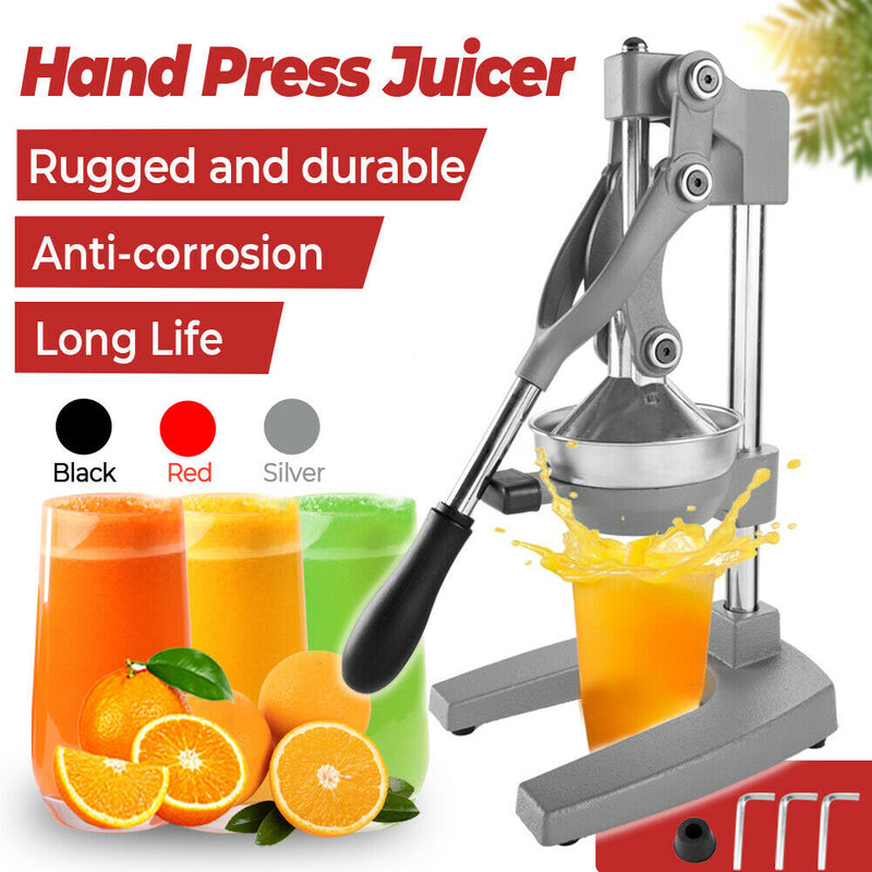 Manual Hand Press Juicer Commercial 304 Stainless Steel Fruit Extractor Squeezer Orange Citrus Juicer Presser with Non Slip Base and Elongated Handle