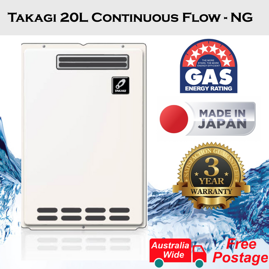 TAKAGI 20L NG AU5 Continuous Flow Hot Water Heater Gas, Replace Rinnai Rheem DUX