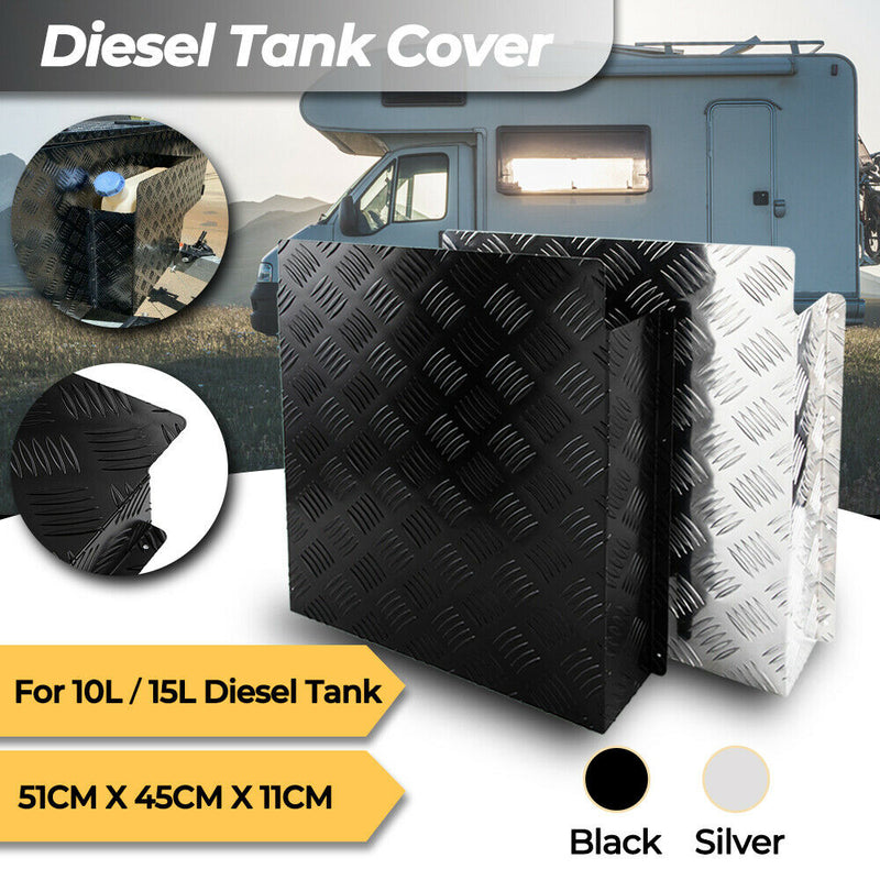 Caravan Diesel Tank Cover for 10L/15L Tank Black/Silver