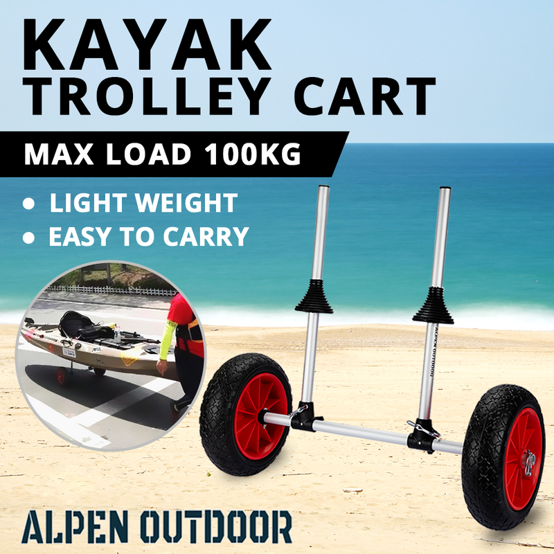 Kayak Cart Dolly Detachable Canoe Trolley Cart with 10'' Solid Tires Wheel Collapsible Foldable Aluminium Canoe 100kg AU