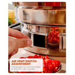 Portable Multifunctional Charcoal Barbecue Grill 13 Inch Stainless Steel BBQ Camping Grill Stove Tabletop Smoker Grill for Outdoor Indoor Picnic