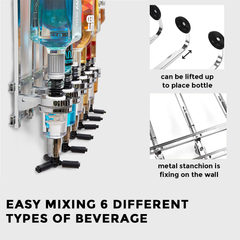 6 Bottle Bar Beverage Liquor Dispenser Alcohol Drink Shot Cabinet Professional Alcohol Dispenser Station Wall Mounted Wine Racks Cocktail Wine Holder