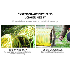 Large Stainless Steel Garden Hose Reel Cart Portable Pipe Holder Heavy Duty Water Pipe Storage Rack With Crank Handle for 1/2inch Hose up to 60M