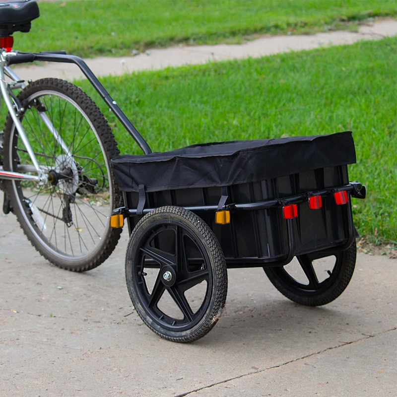 Bike Cargo Trailer 70L Bicycle Wagon Luggage Carrier Storage Steel Tow Cart Loading up to 60kg Capacity with Removable Box and Waterproof Cover
