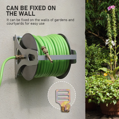 Large Stainless Steel Garden Hose Reel Cart Portable Pipe Holder Heavy Duty Water Pipe Storage Rack With Crank Handle for 1/2inch Hose up to 60M