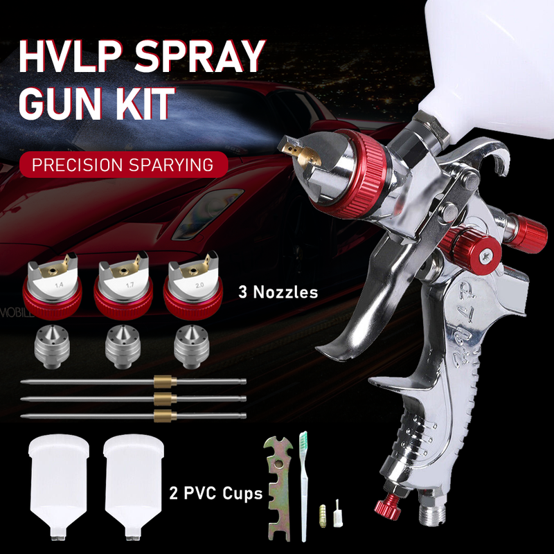 Air Spray Gun Paint Gun Gravity Feed HVLP Kit 3Nozzle